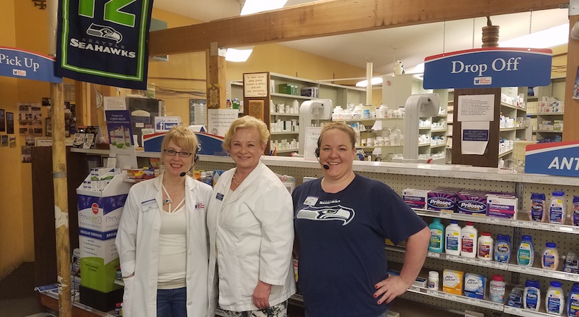 Michaelene Wilson, pharmacy tech; Marilyn Miller-Blessing, RPh; and Lori Kerr, pharmacy tech