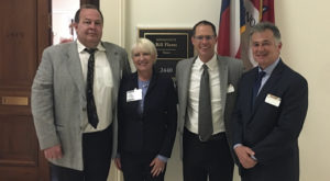 Left to Right: Vance Oglesbee (Hometown Pharmacy), Beth Lea (ABC), Steve Hoffart (Magnolia Pharmacy), & Peter Kounelis (ABC) after meeting with staff for Congressman Bill Flores (R-TX).